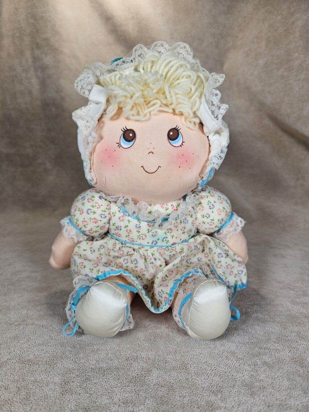 Vintage Russ Berrie & Co Kimberly Soft Doll With Bonnet Very Good Condition